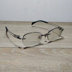 Line Art Charmant XL2174 Luxury Rimless Titanium Frames Teal Silver + Case